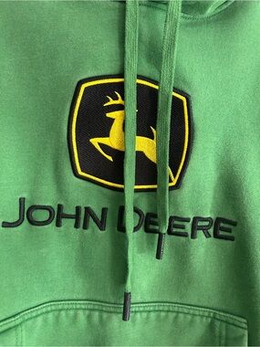John Deere Logo Hoodie Green Pullover Sweatshirt Men’s Small Farm Tractor